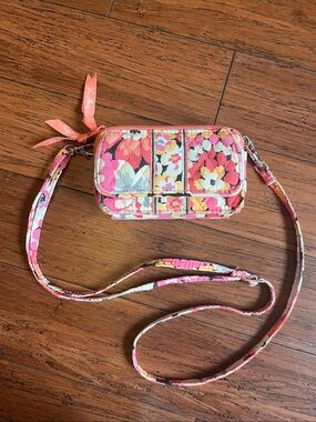 Vera Bradley Quilted Floral Crossbody in Coral Pink & Yellow